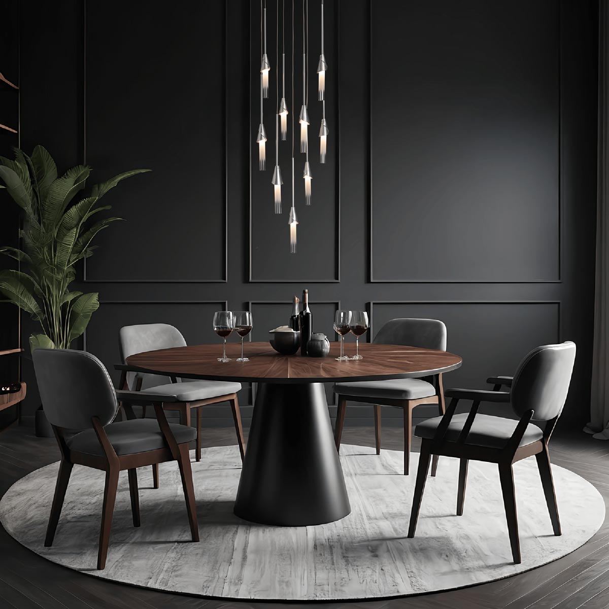 Lilium Round Pendant Light in living room.