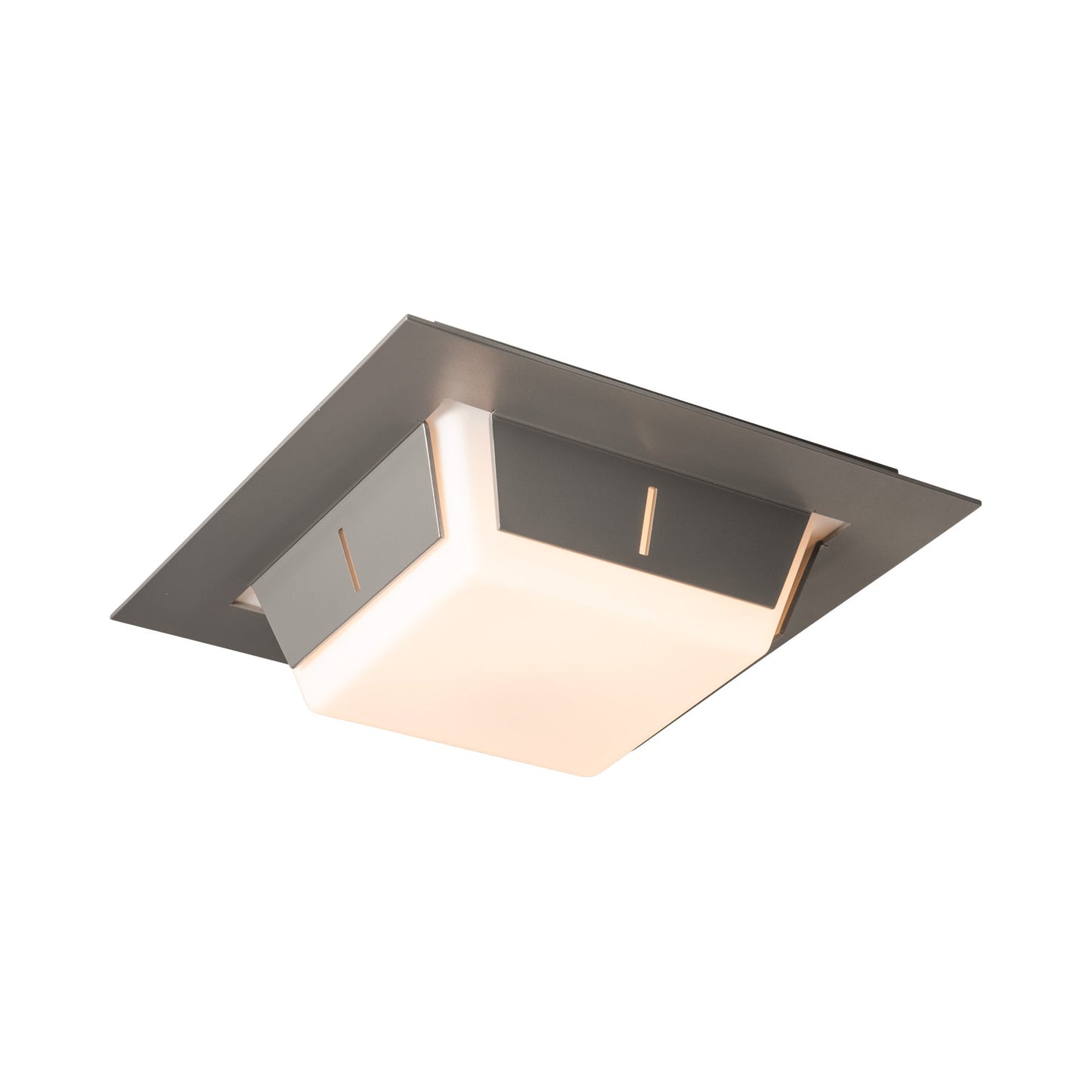 Linea Outdoor LED Flush Mount Ceiling Light in Coastal Burnished Steel.