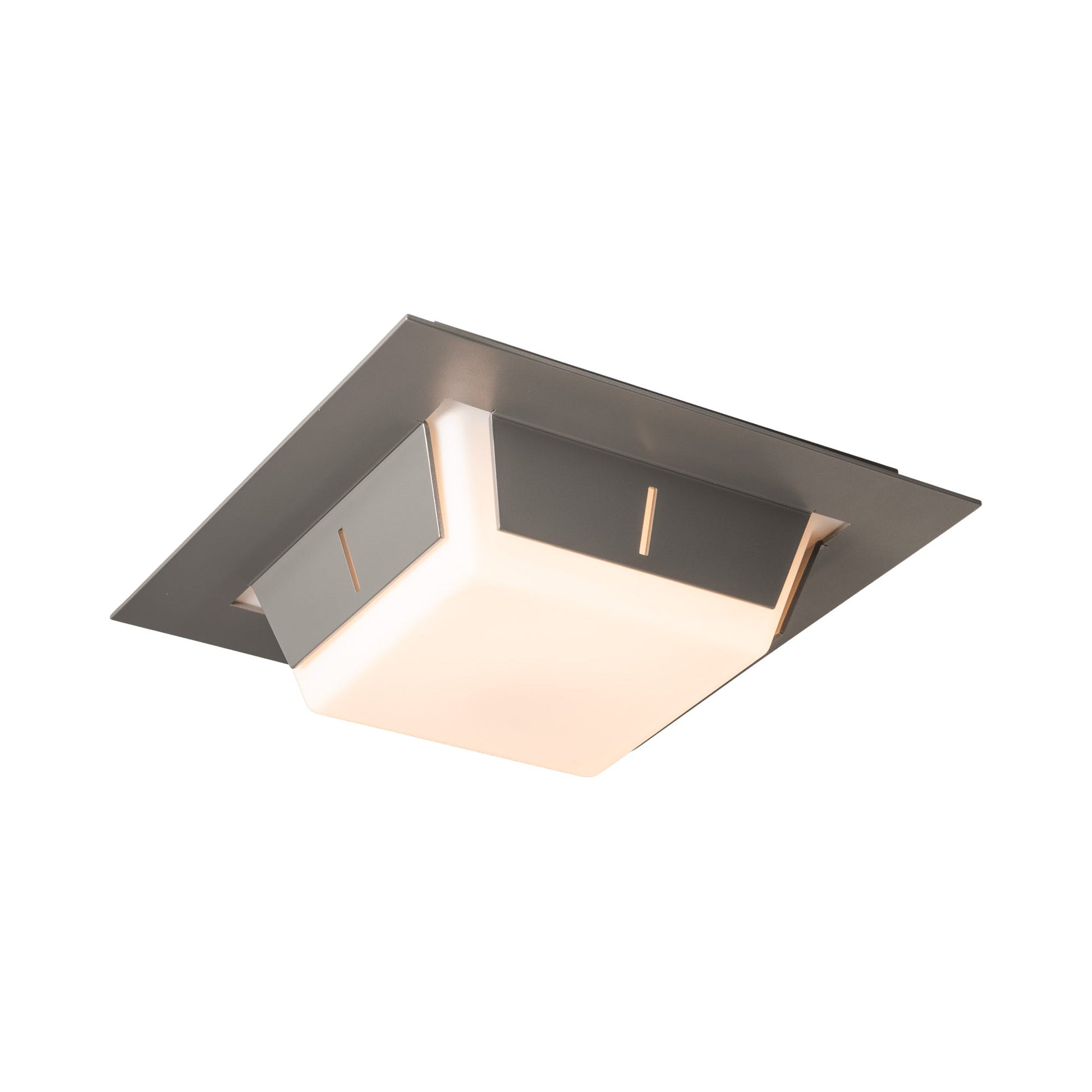 Linea Outdoor LED Flush Mount Ceiling Light in Coastal Burnished Steel.