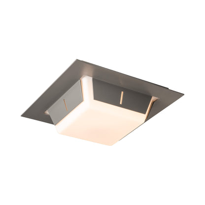 Linea Outdoor LED Flush Mount Ceiling Light in Coastal Burnished Steel.