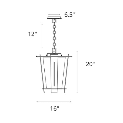 Linea Outdoor Pendant Light - line drawing.