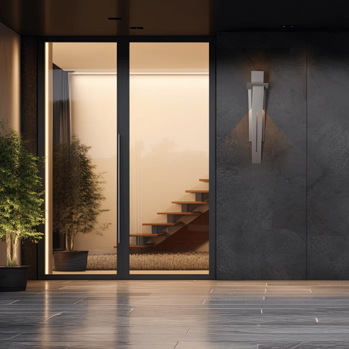Linea Outdoor Wall Light in Outside Area.