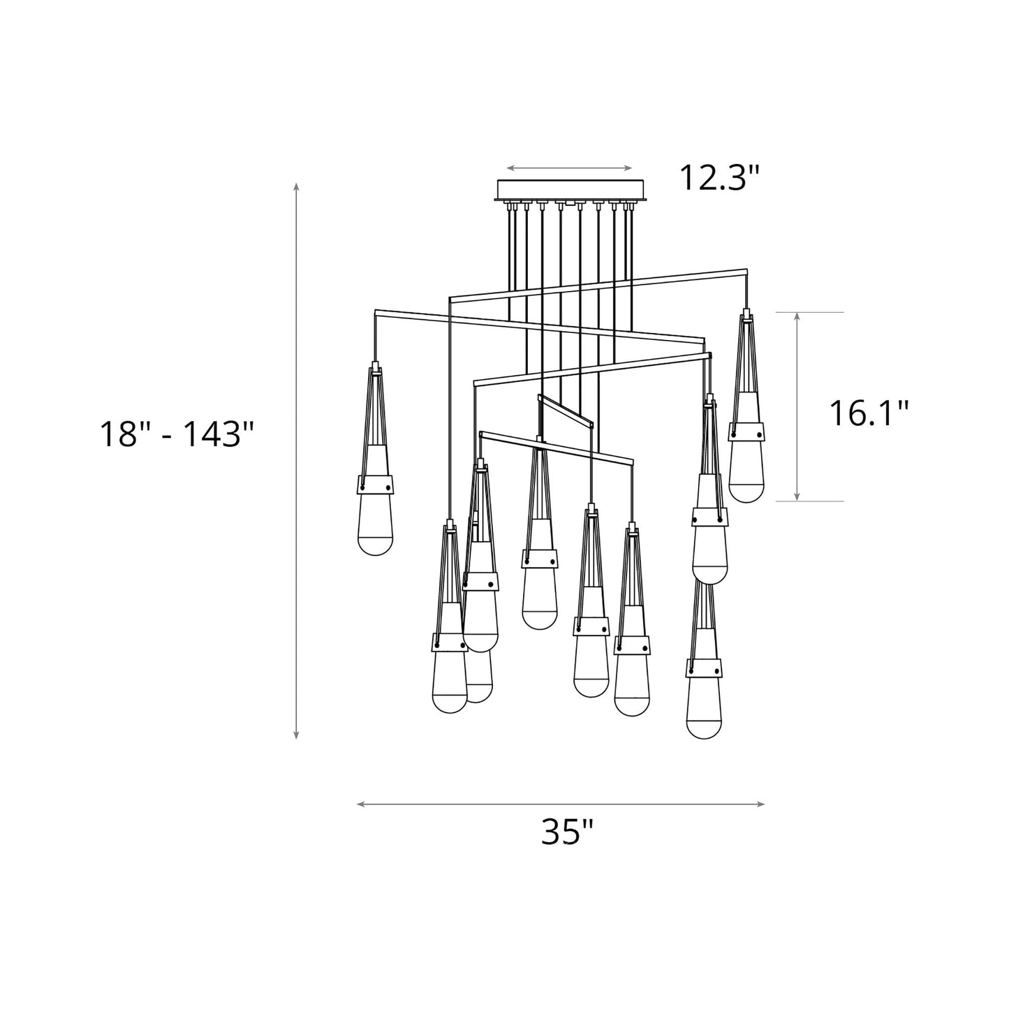 Link Mobile Pendant Light - line drawing.