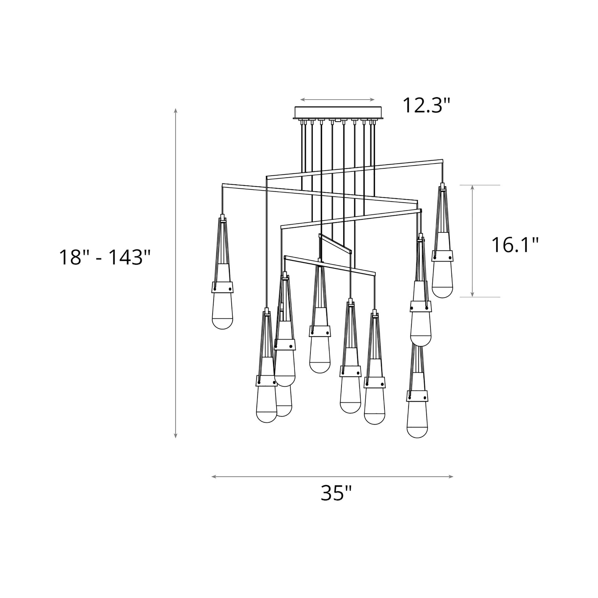 Link Mobile Pendant Light - line drawing.