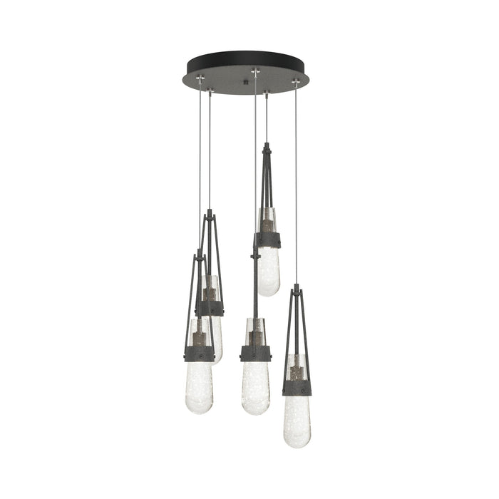 Link Pendant Light in Natural Iron/Clear Bubble Glass (Standard).