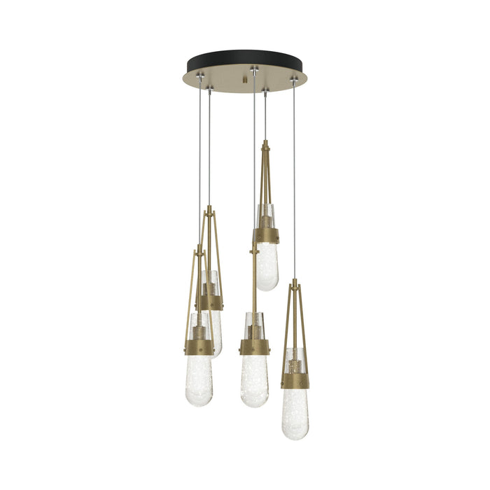 Link Pendant Light in Soft Gold/Clear Bubble Glass (Standard).