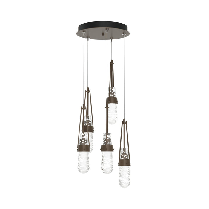 Link Pendant Light in Bronze/Clear with White Threading Glass (Standard).