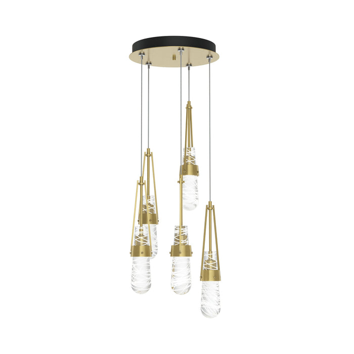Link Pendant Light in Modern Brass/Clear with White Threading Glass (Standard).