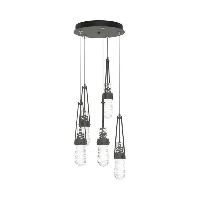 Link Pendant Light in Natural Iron/Clear with White Threading Glass (Standard).