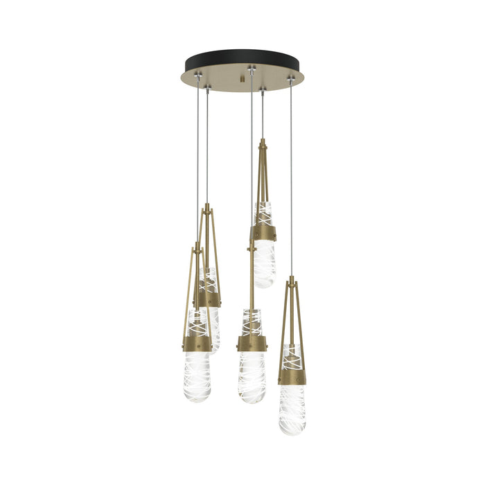 Link Pendant Light in Soft Gold/Clear with White Threading Glass (Standard).