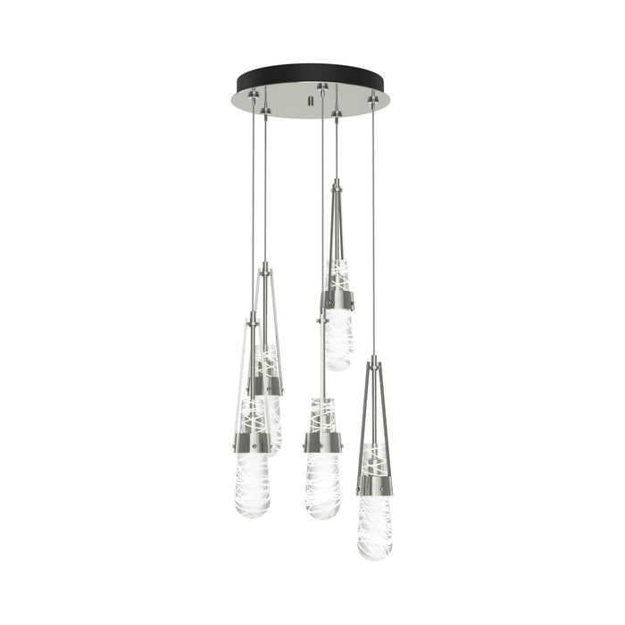 Link Pendant Light in Sterling/Clear with White Threading Glass (Standard).