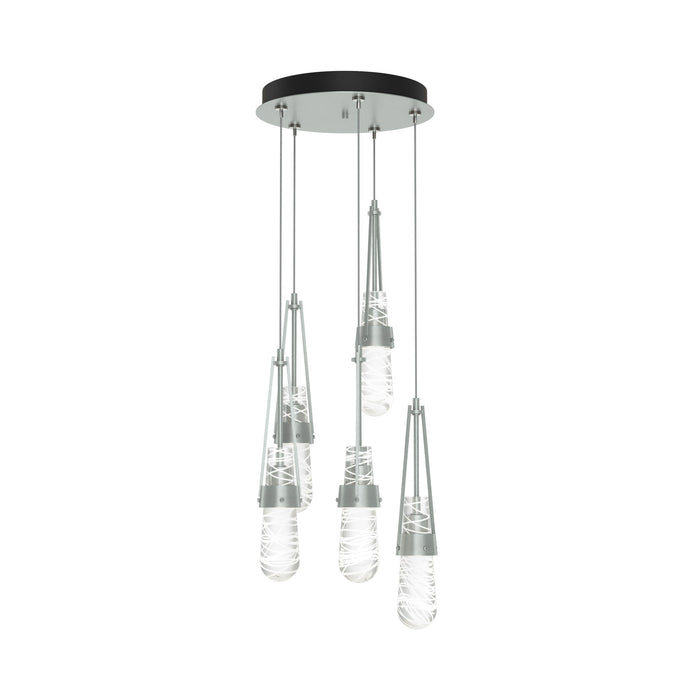 Link Pendant Light in Vintage Platinum/Clear with White Threading Glass (Standard).