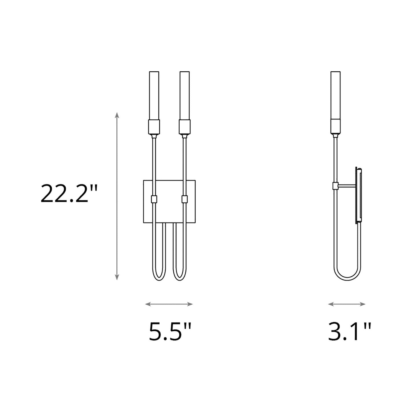 Lisse Wall Light - line drawing.