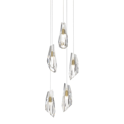 Luma Round Multi Light Pendant Light in Modern Brass (Long/5-Light).