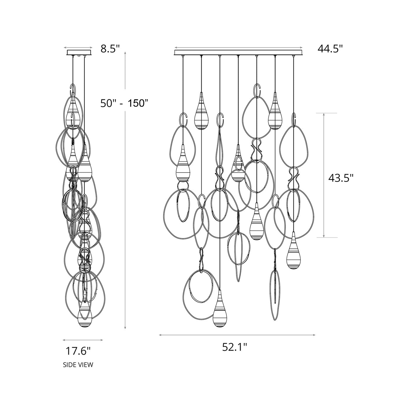 Lyric Linear Pendant Light - line drawing.