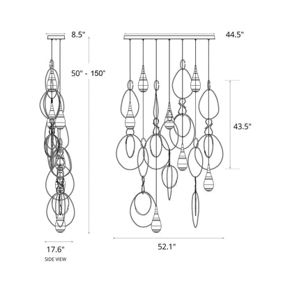 Lyric Linear Pendant Light - line drawing.