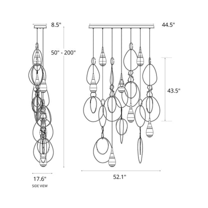 Lyric Linear Pendant Light - line drawing.