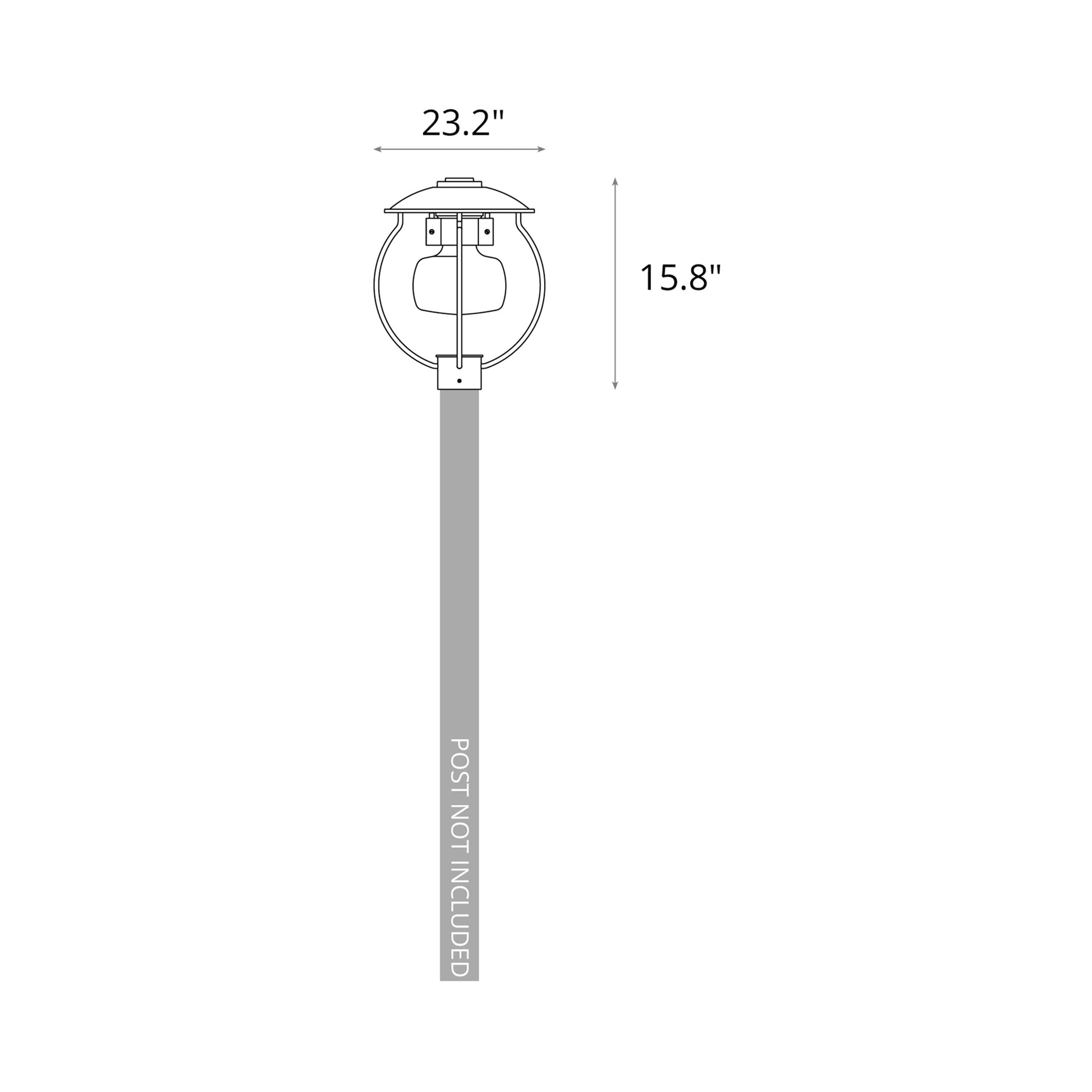 Mason Outdoor Post Light - line drawing.
