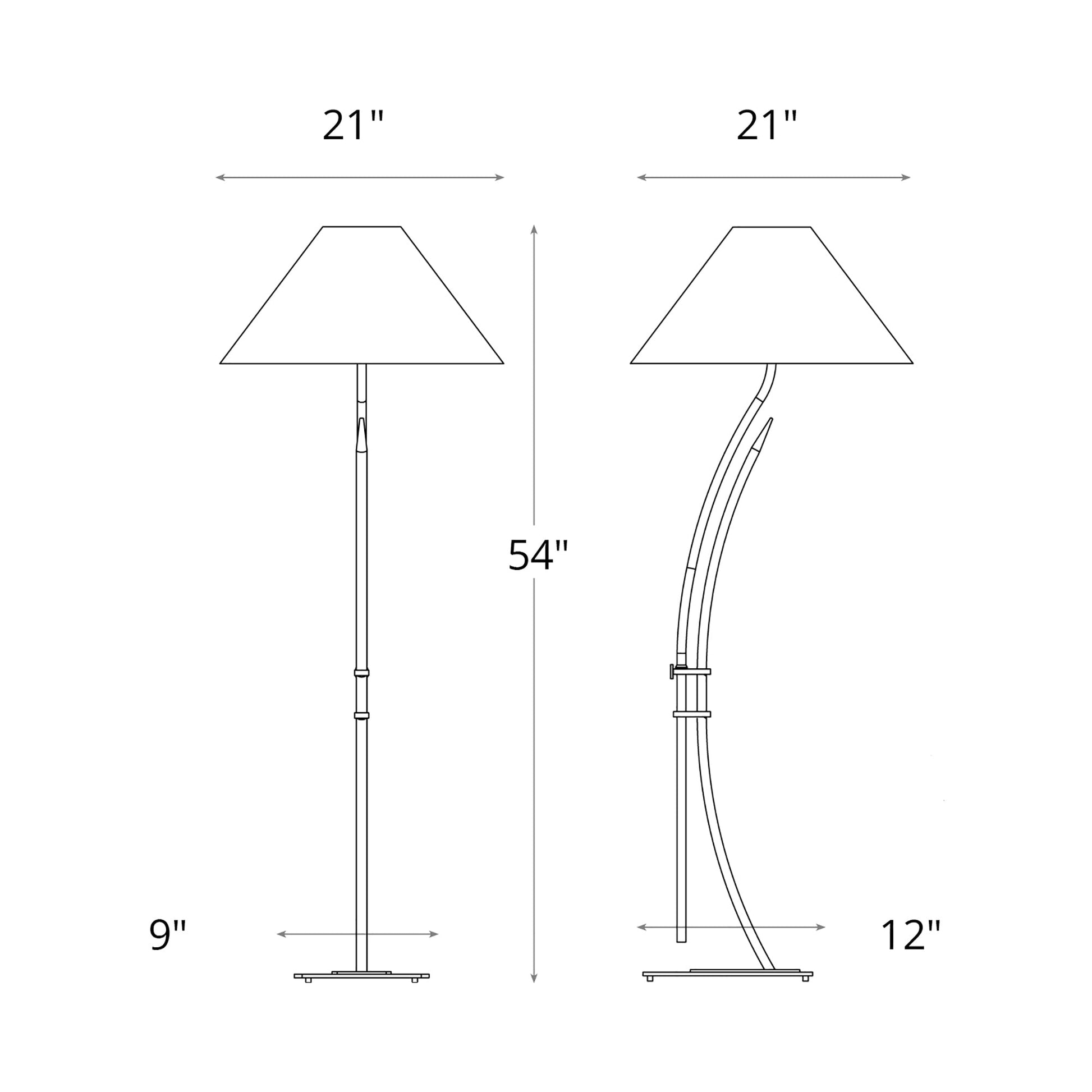 Metamorphic Contemporary Floor Lamp - line drawing.