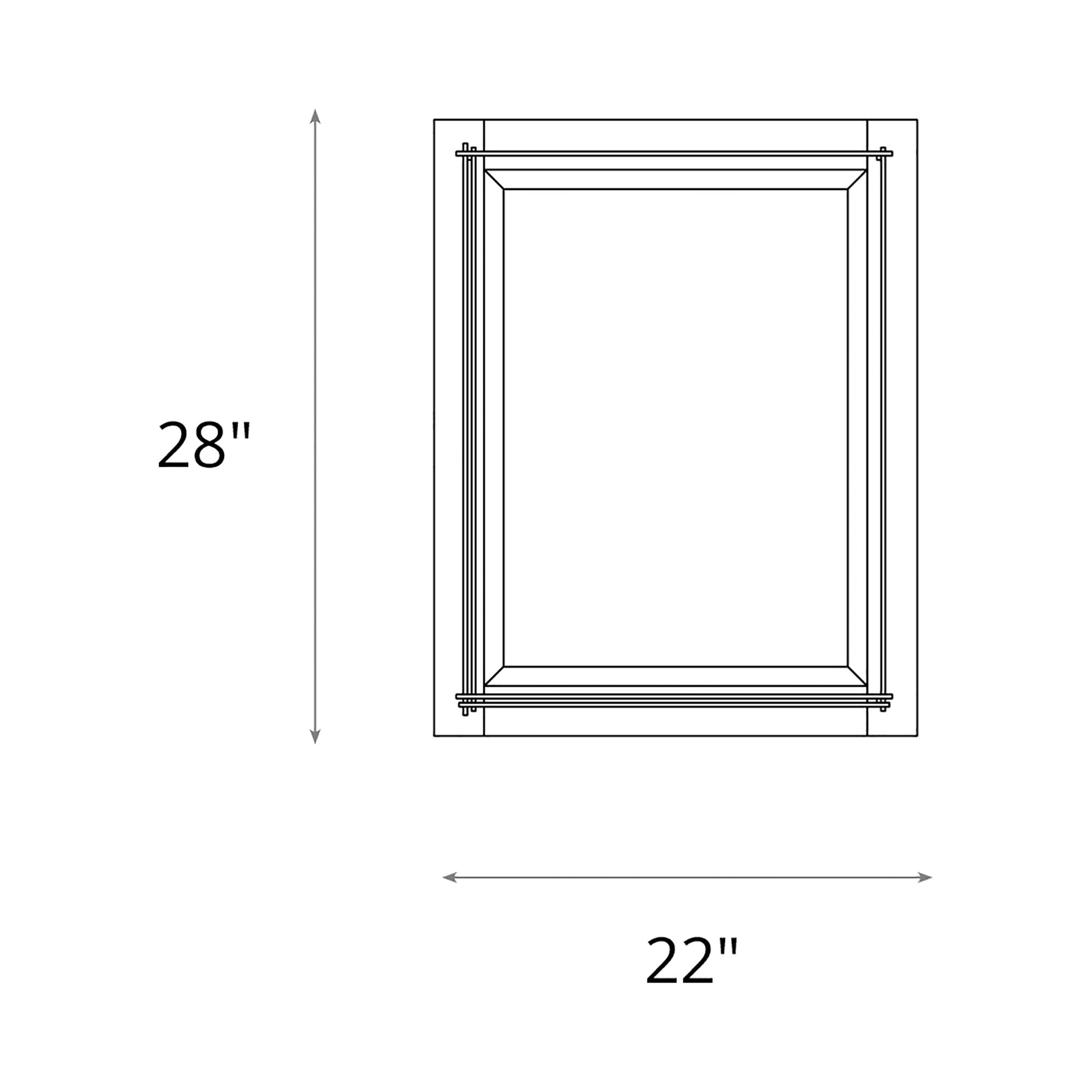 Metra Beveled Mirror - line drawing.