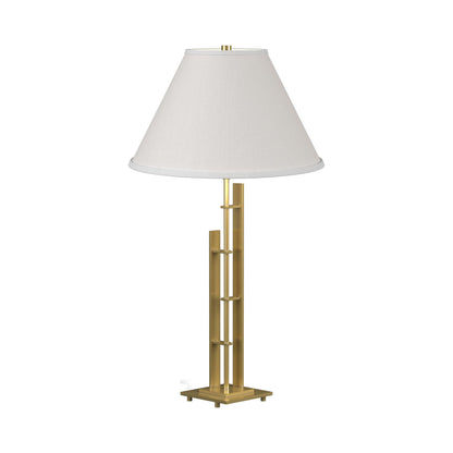 Metra Double Table Lamp in Modern Brass.