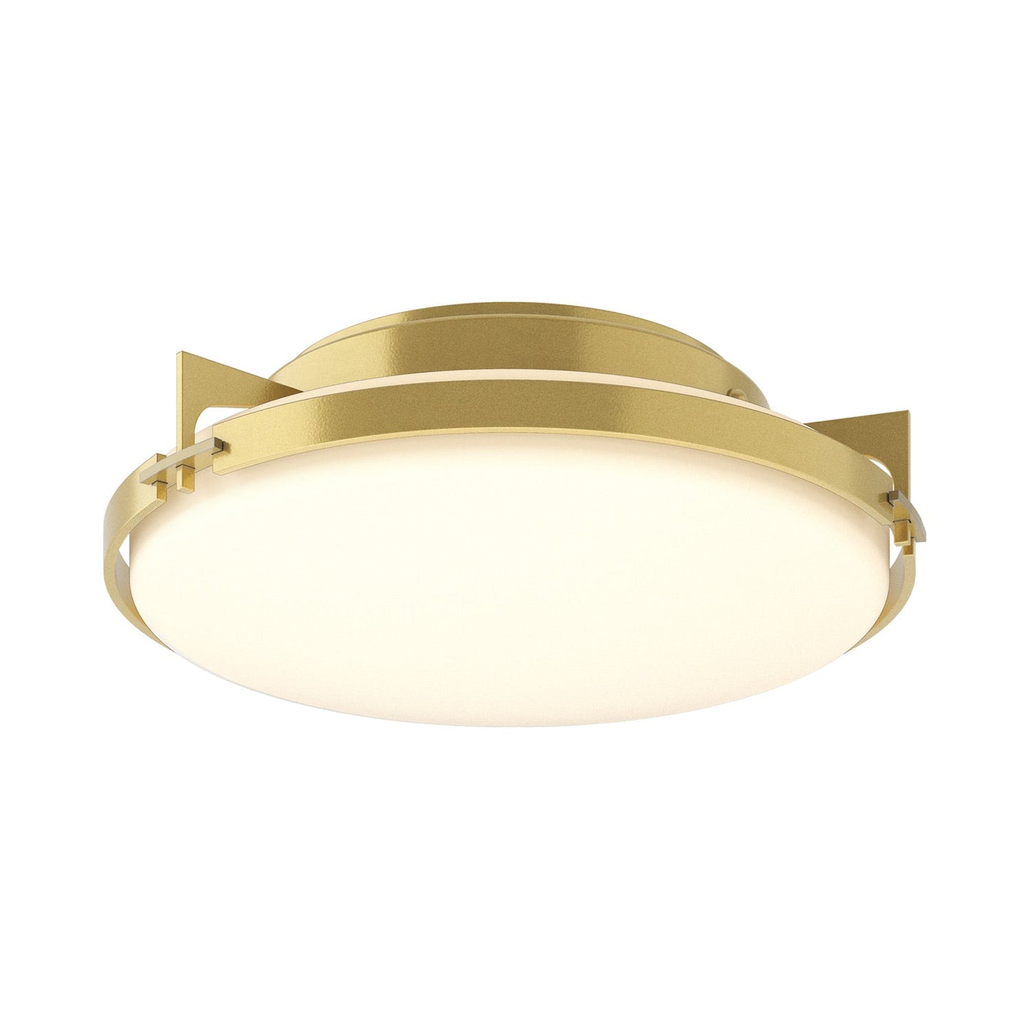 Metra Flush Mount Ceiling Light in Modern Brass.
