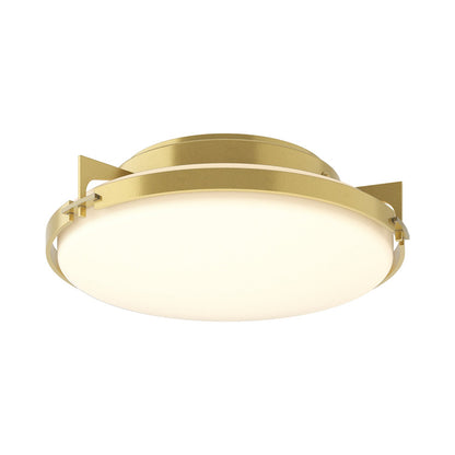 Metra Flush Mount Ceiling Light in Modern Brass.