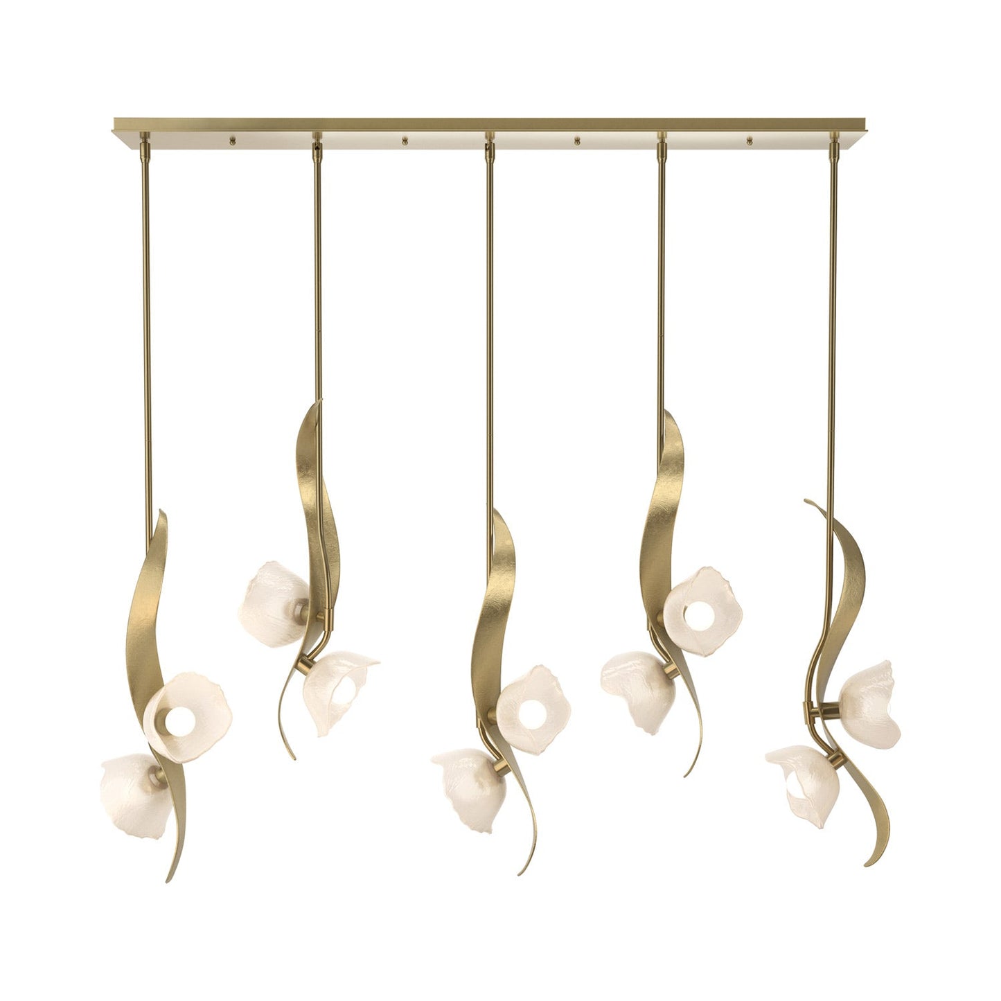Mika Linear Pendant Light in Modern Brass.