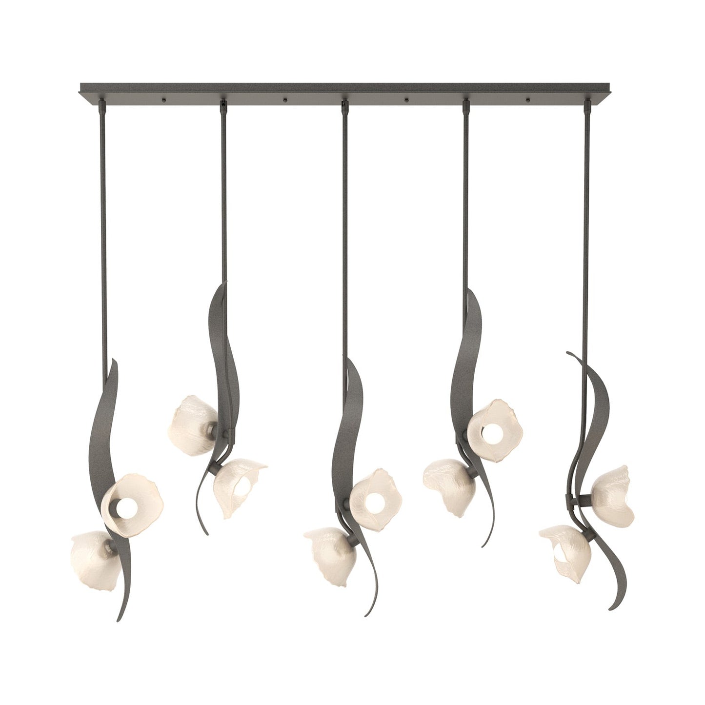 Mika Linear Pendant Light in Natural Iron.