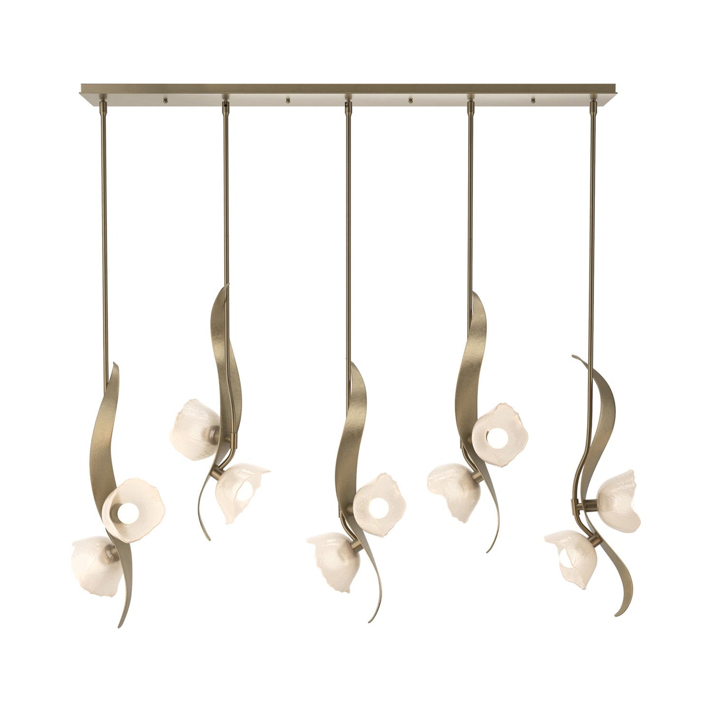 Mika Linear Pendant Light in Soft Gold.