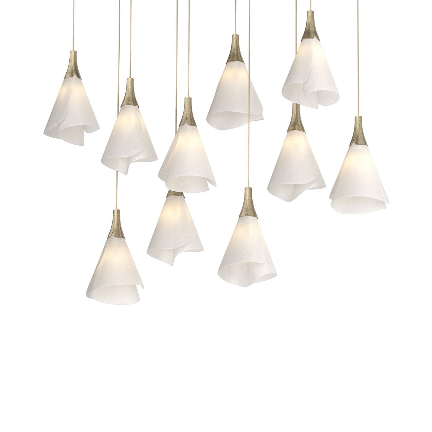 Mobius Linear Pendant Light in Soft Gold (Long).
