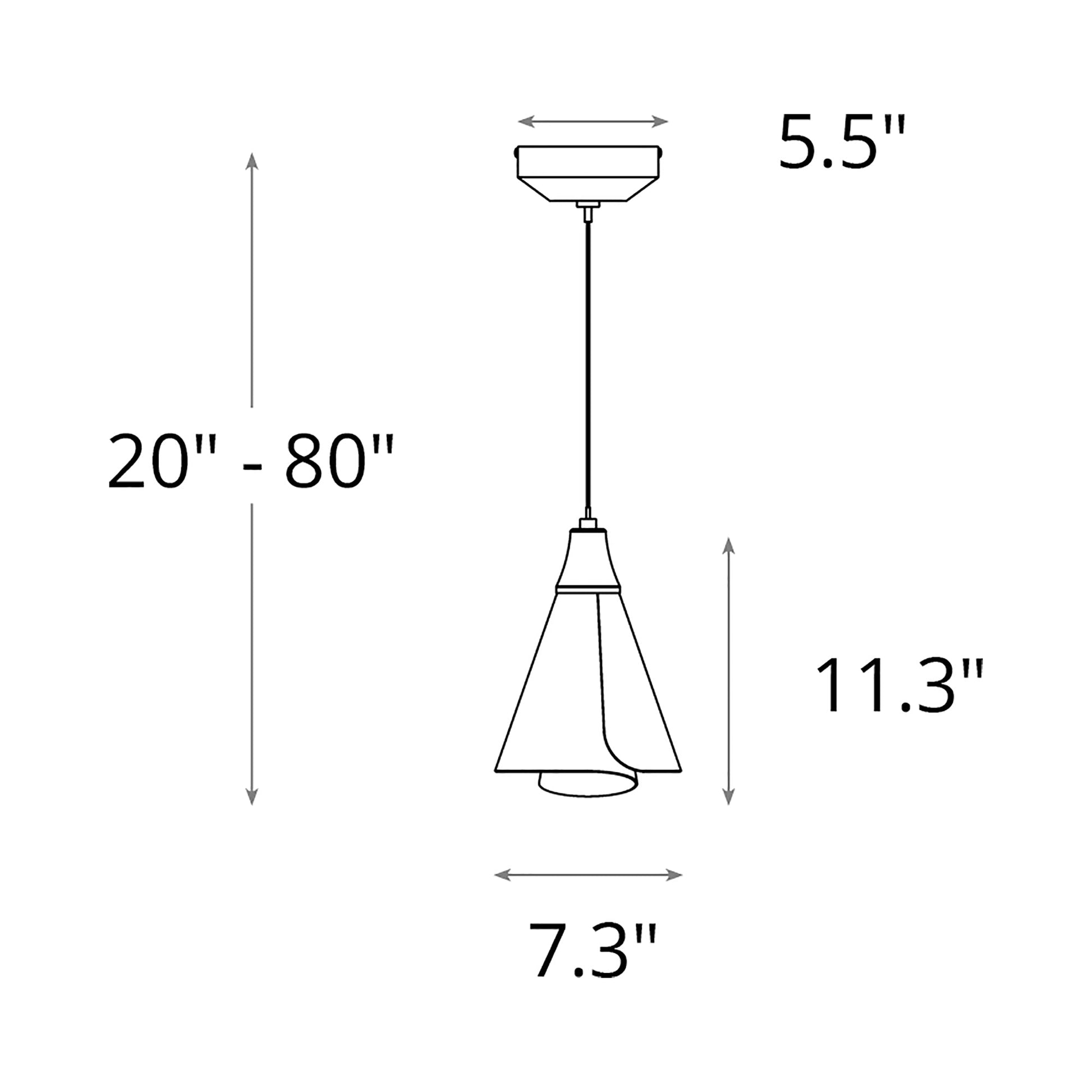 Mobius Low Voltage Mini Pendant Light - line drawing.