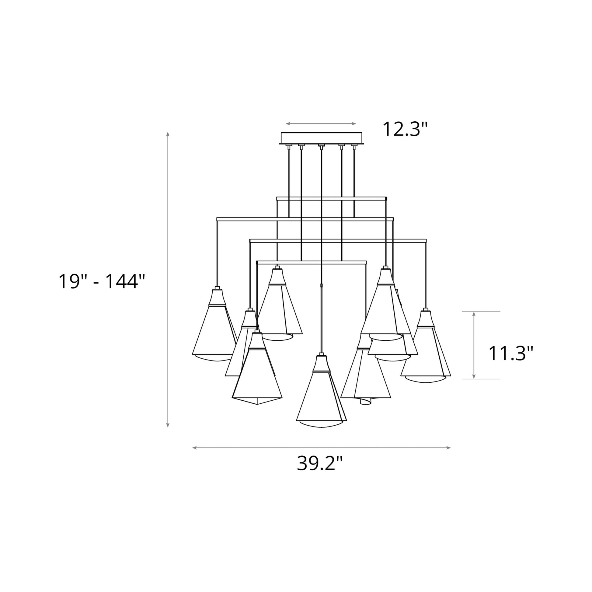 Mobius Mobile Pendant Light - line drawing.