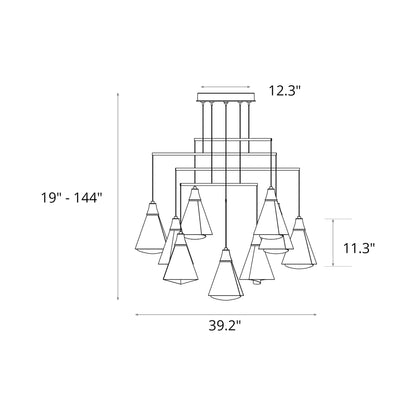 Mobius Mobile Pendant Light - line drawing.