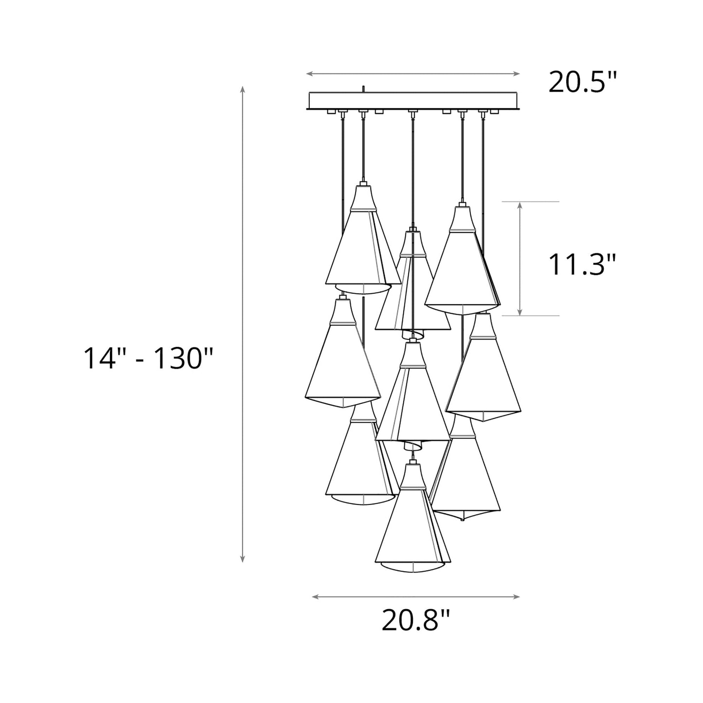Mobius Round Pendant Light - line drawing.