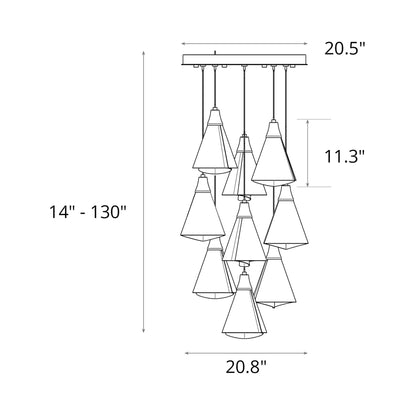 Mobius Round Pendant Light - line drawing.