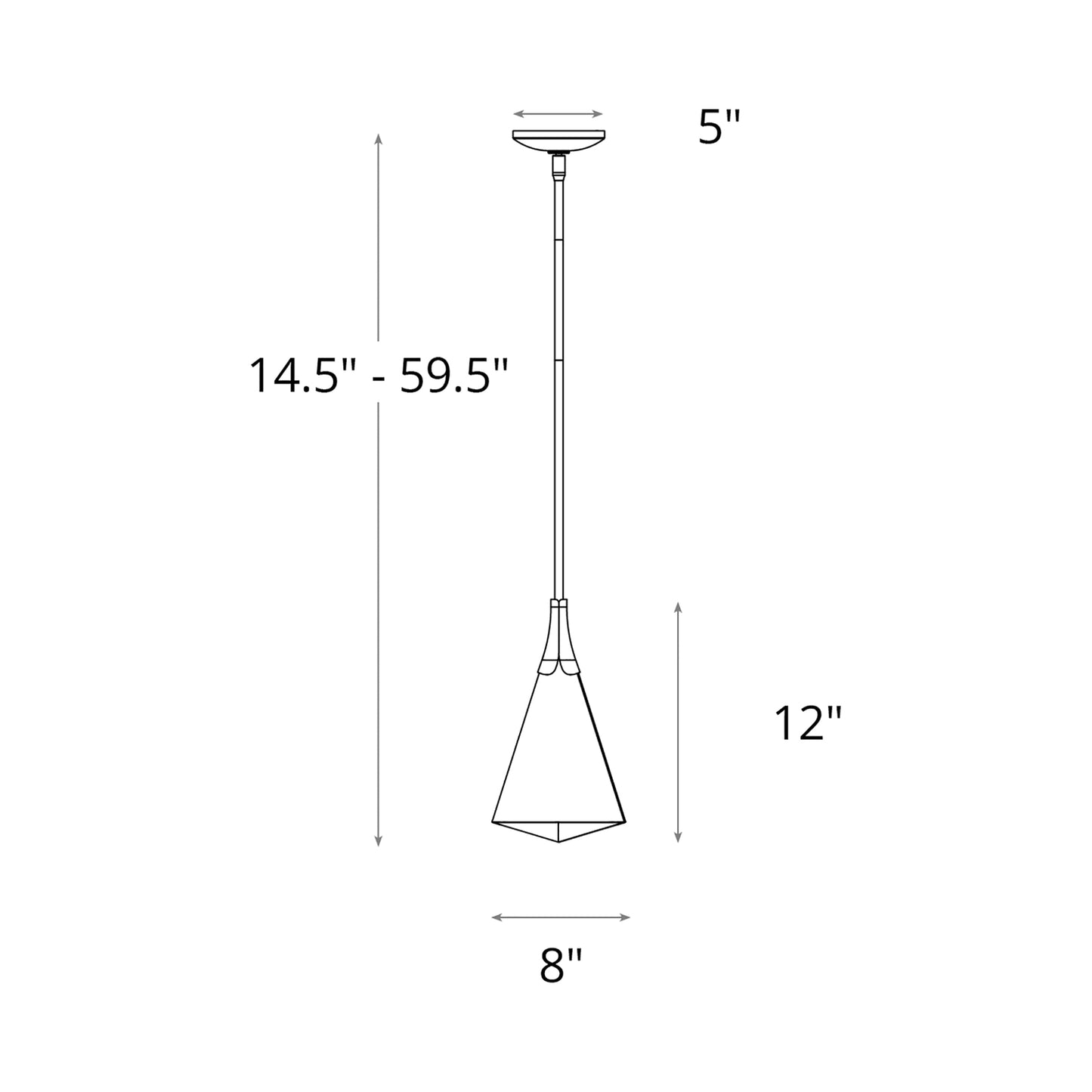 Mobius Single Mini Pendant Light - line drawing.