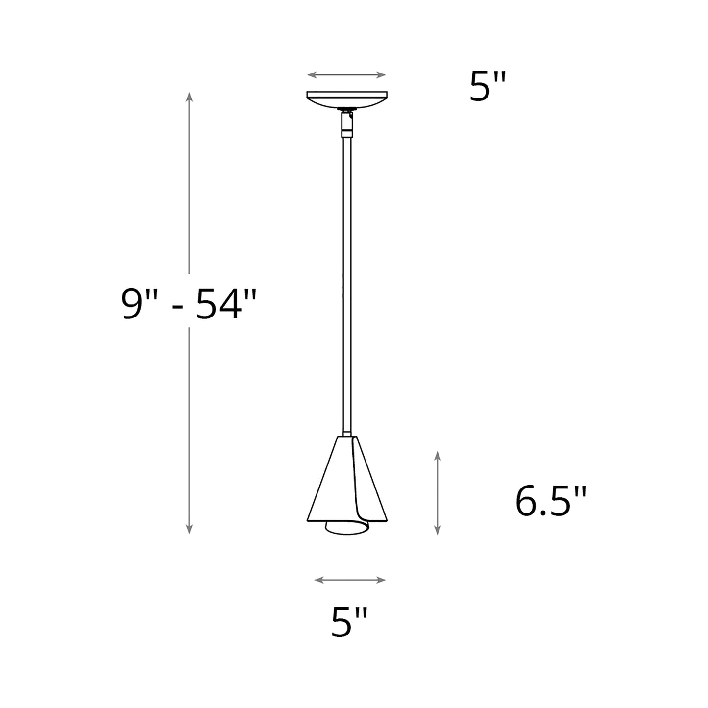 Mobius Steel Shade Pendant Light - line drawing.