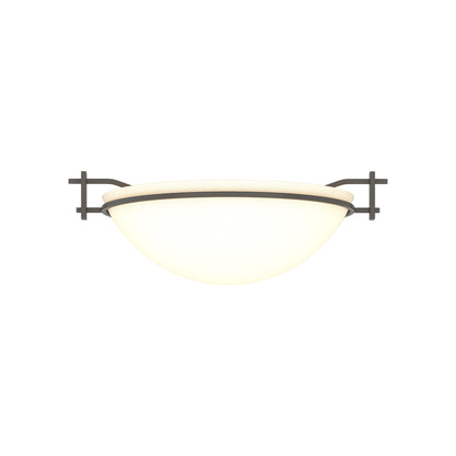 Moonband Semi Flush Mount Ceiling Light in Dark Smoke (Small/Opal Glass).