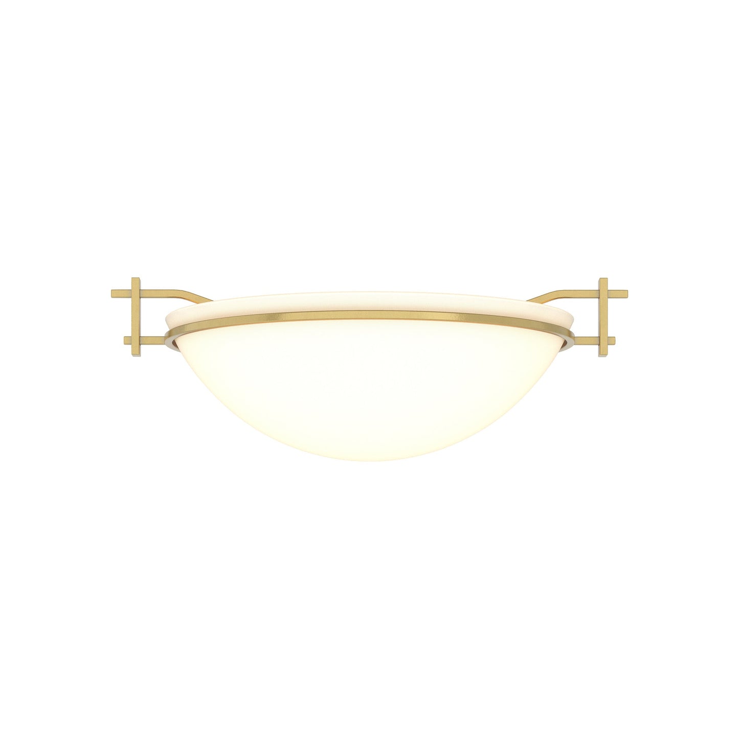 Moonband Semi Flush Mount Ceiling Light in Modern Brass (Small/Opal Glass).