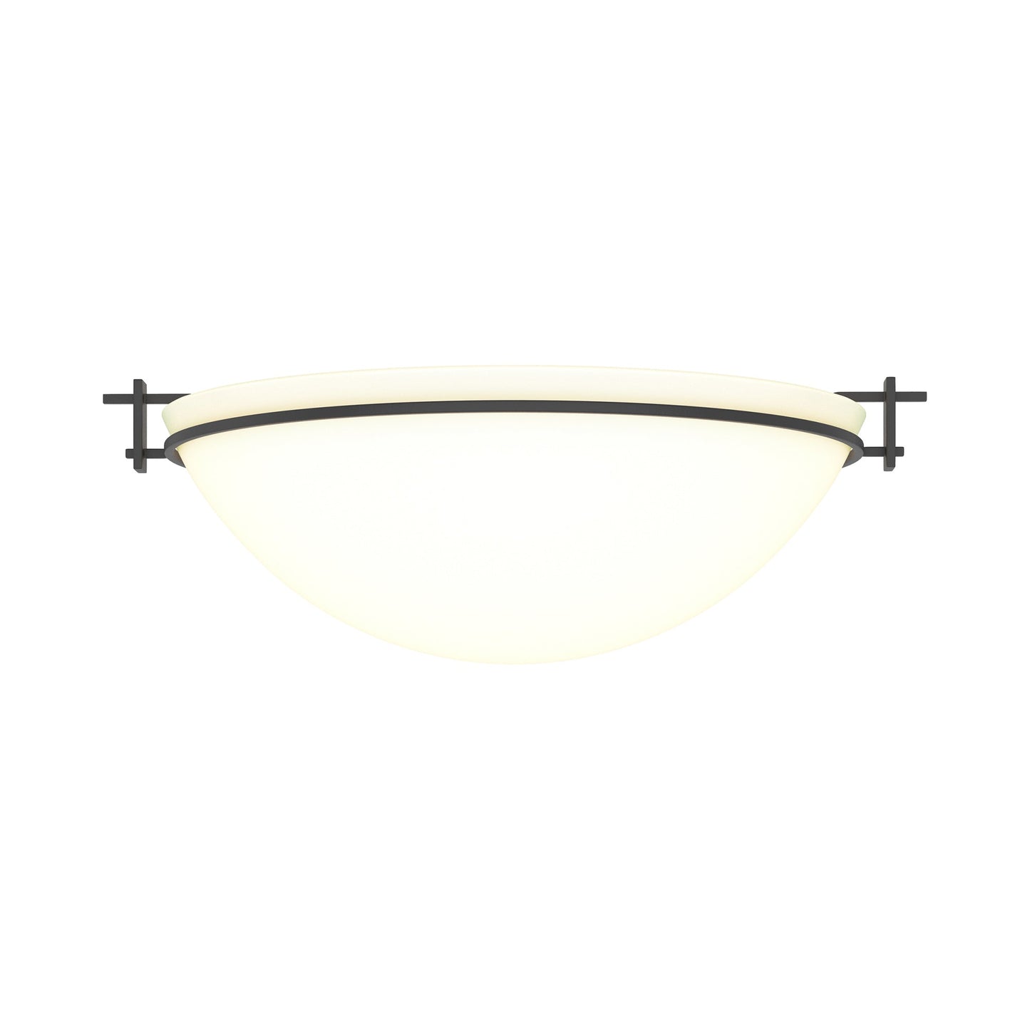 Moonband Semi Flush Mount Ceiling Light in Black (Large/Opal Glass).