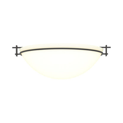 Moonband Semi Flush Mount Ceiling Light in Black (Large/Opal Glass).