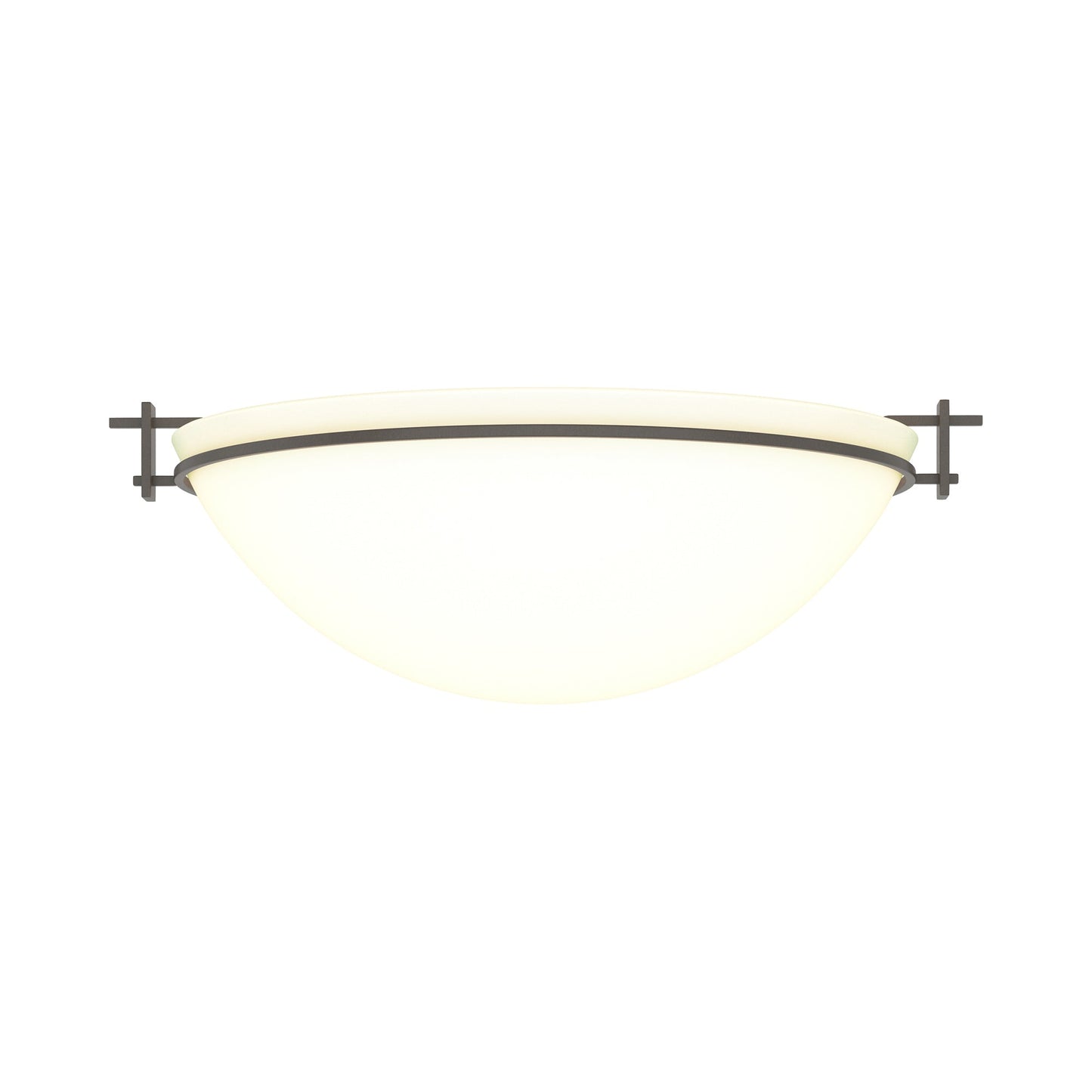 Moonband Semi Flush Mount Ceiling Light in Dark Smoke (Large/Opal Glass).