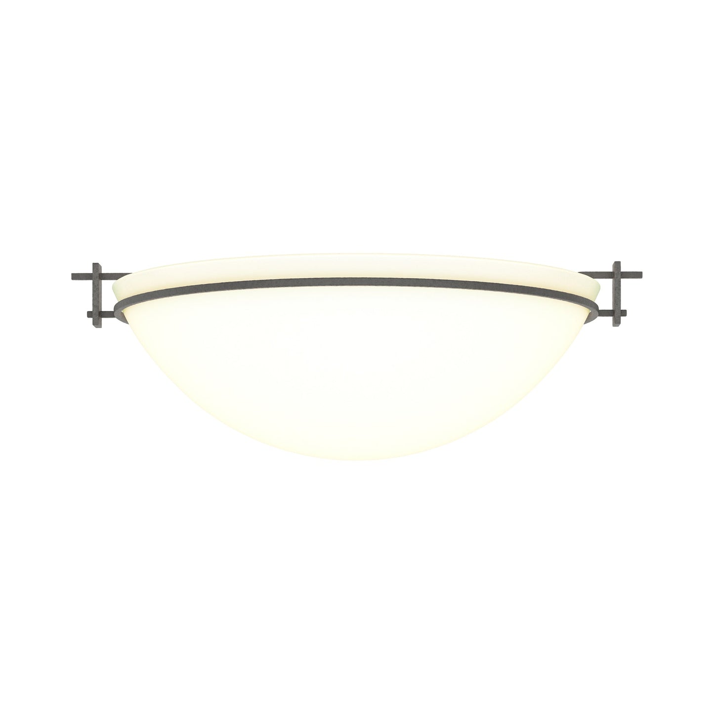 Moonband Semi Flush Mount Ceiling Light in Natural Iron (Large/Opal Glass).