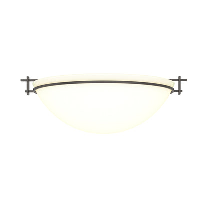 Moonband Semi Flush Mount Ceiling Light in Oil Rubbed Bronze (Large/Opal Glass).