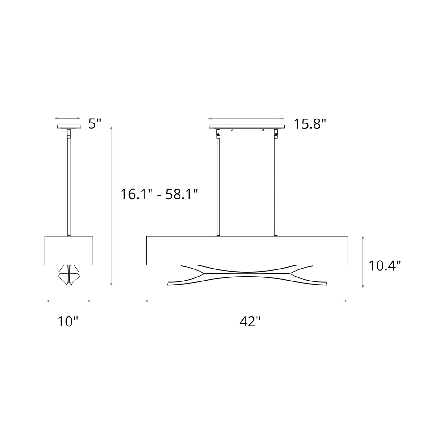 Moreau Pendant Light - line drawing.