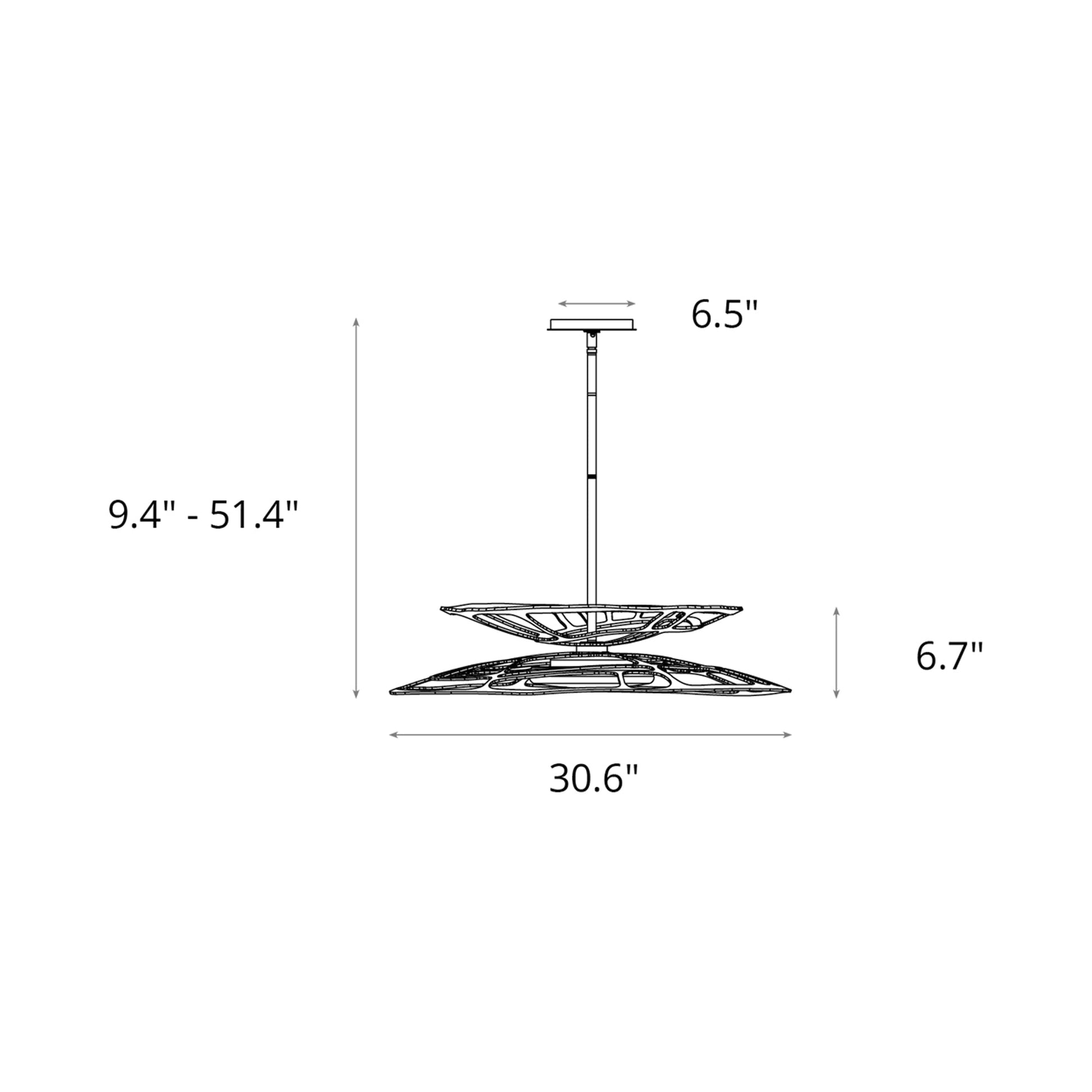 Muse LED Pendant Light - line drawing.