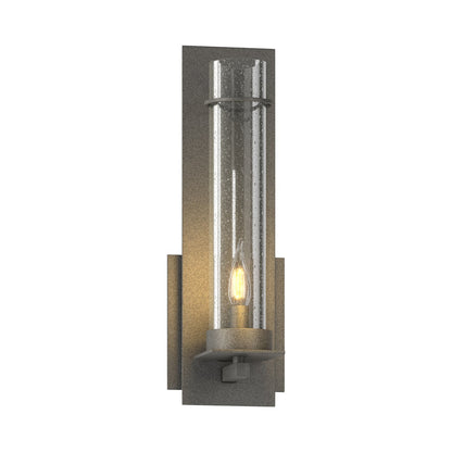 New Town Bath Wall Light in Natural Iron (Seeded Clear Glass).