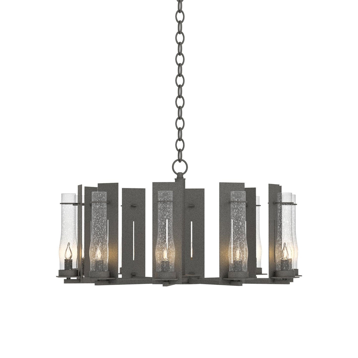New Town Chandelier in Natural Iron.