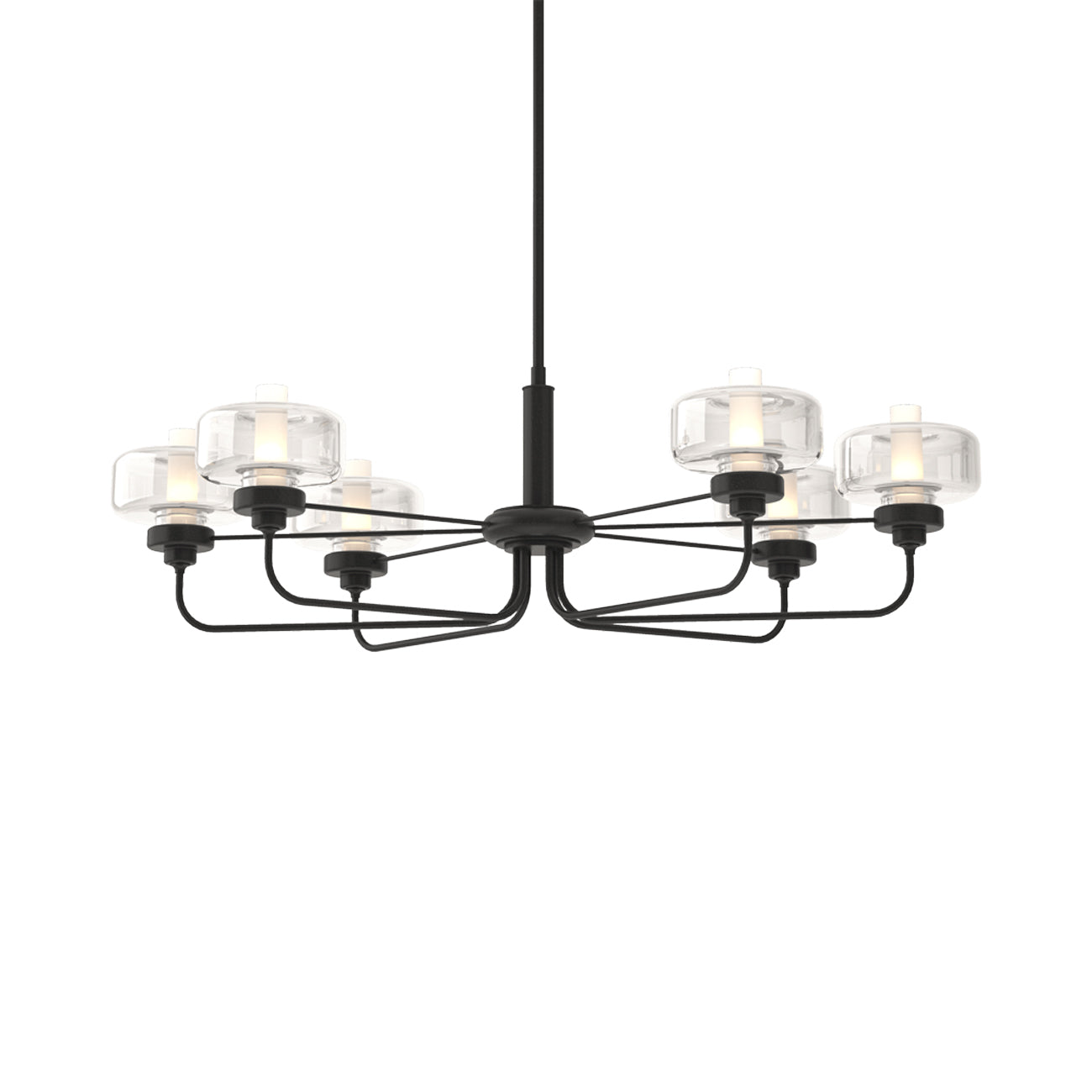 Nola Pendant Light in Black/Clear Glass with Frost.